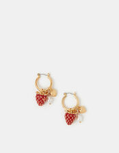 Strawberry Charm Hoop Earrings, , large