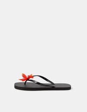 Tropical Flower Flip Flops, Black (BLACK), large
