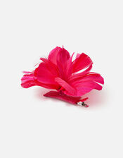 Light Feather Detail Flower Clip, Pink (FUCHSIA), large