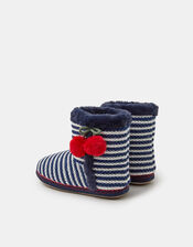 Cherry Stripe Slipper Boots, Blue (NAVY), large