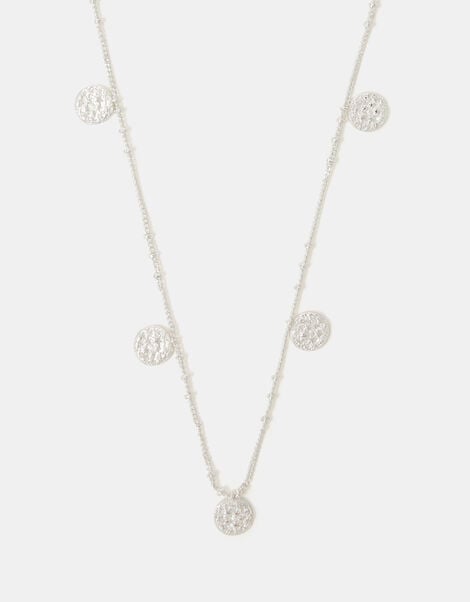 Sterling Silver-Plated Coin Charm Necklace, , large