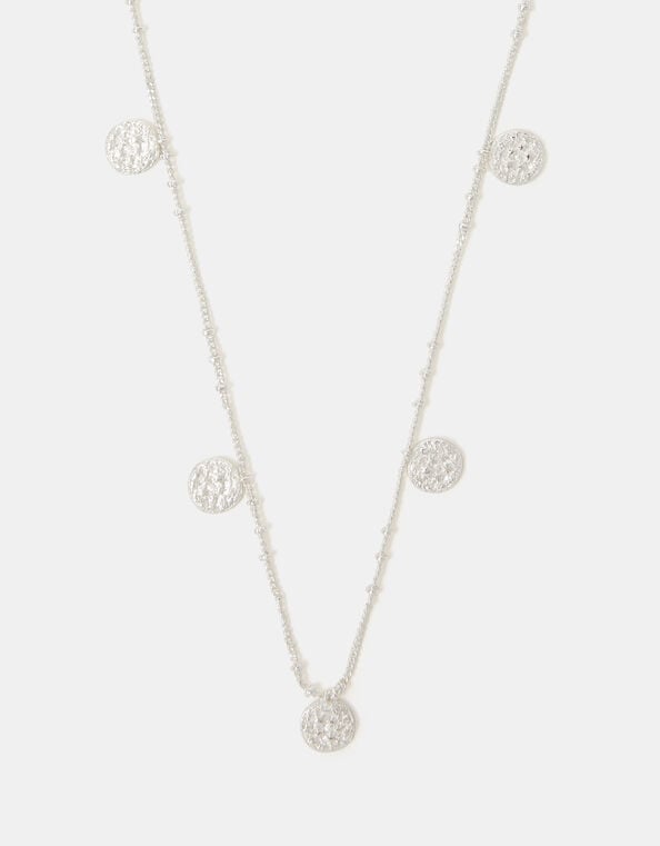 Sterling Silver-Plated Coin Charm Necklace, , large