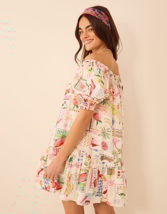 Summer Print Puff Sleeve Mini Dress, Multi (MULTI), large