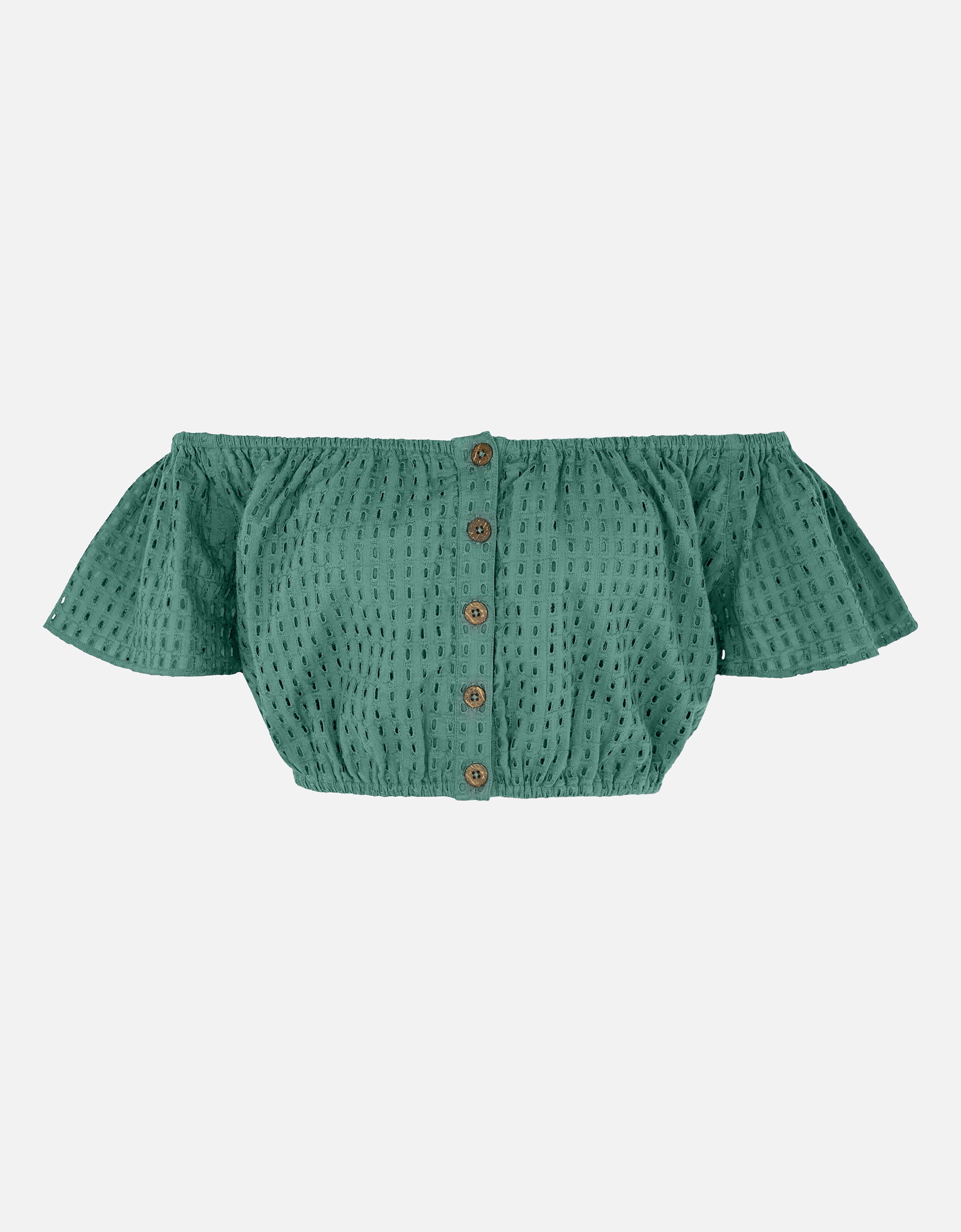 Broderie Bardot Top Green