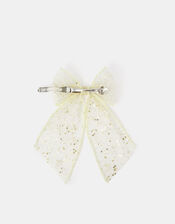 Girls Glitter Bow Barrette Hair Clip, , large