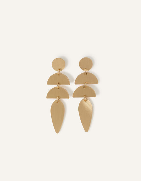Brushed Metal Triple Drop Earrings, , large