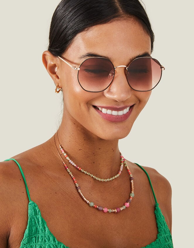 Ombre Lense Round Sunglasses, , large