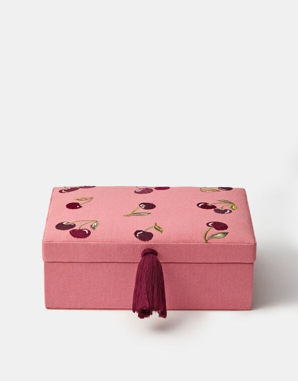Cherry Embroidered Jewellery Box, , large