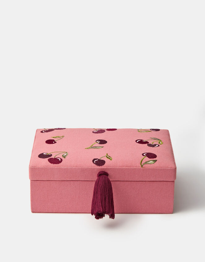 Cherry Embroidered Jewellery Box, , large