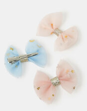 3-Pack Girls Bow Hair Clips, , large