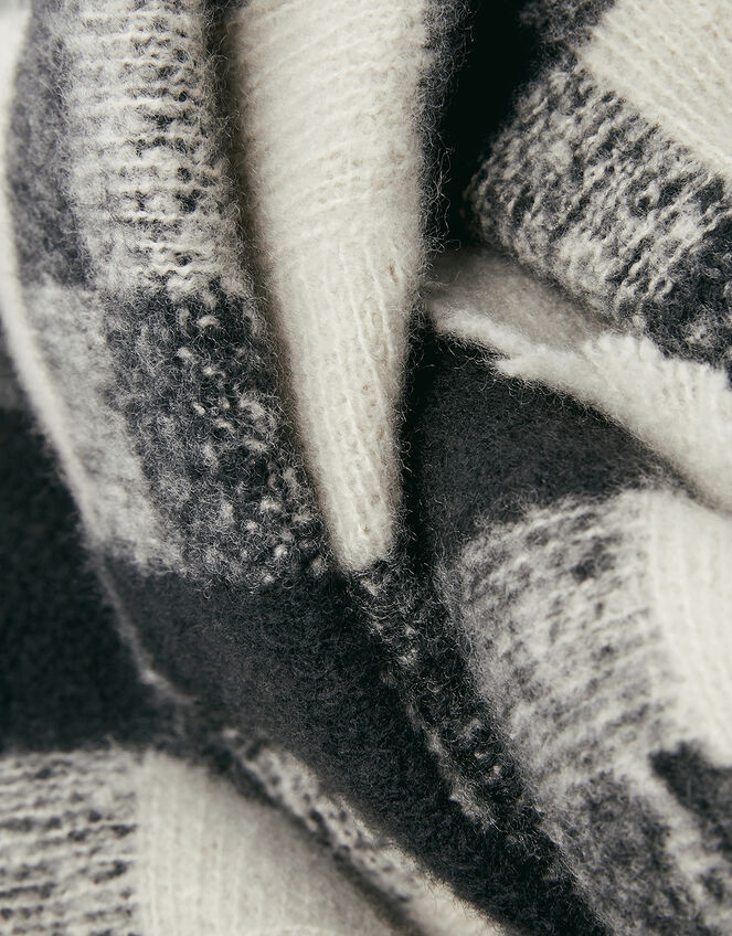 Luna Monochrome Check Blanket Scarf, , large