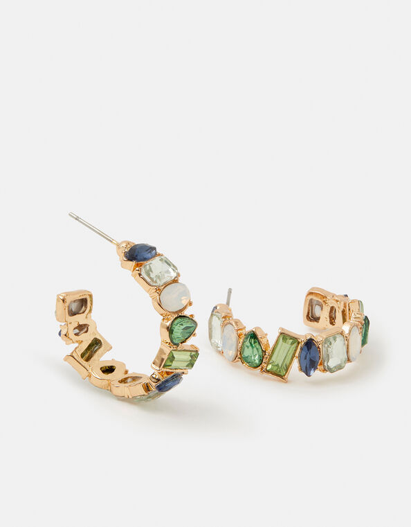 Jewel Encrusted Hoop Earrings, , large