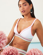 Crochet Trim Bikini Top, White (WHITE), large