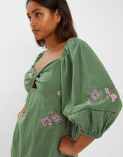 Jasmine Embroidered Midi Dress, Green (KHAKI), large