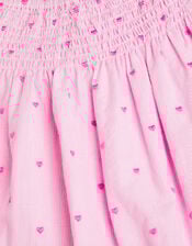 Girls Heart Embroidered Dress, Pink (PINK), large