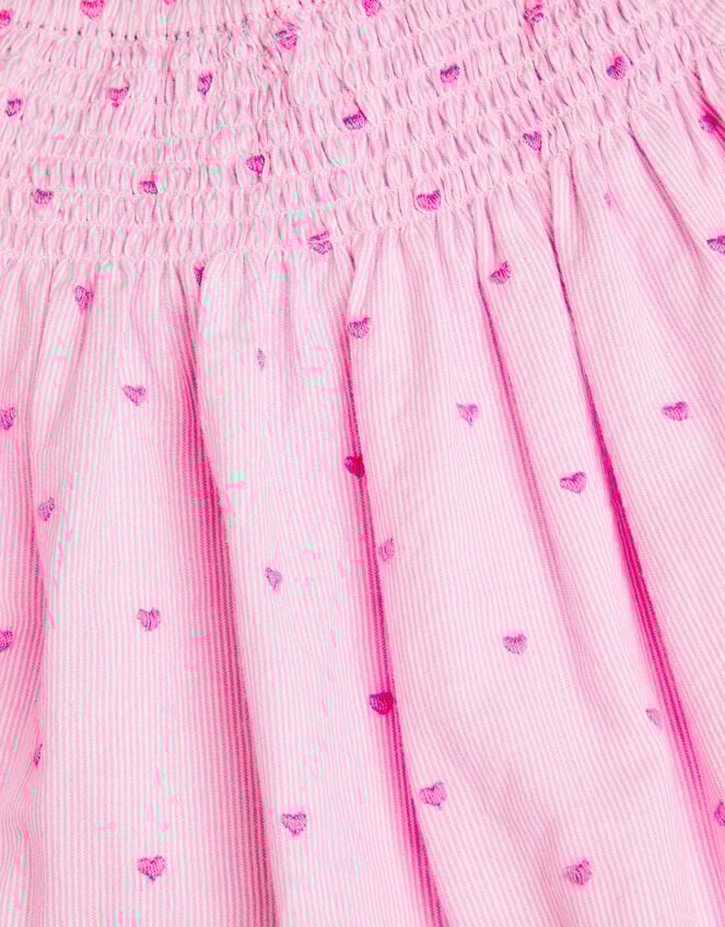 Girls Heart Embroidered Dress, Pink (PINK), large