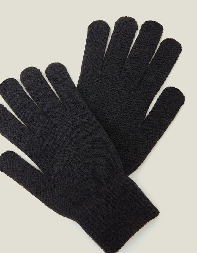 Long Cuff Touchscreen Gloves, Black (BLACK), large