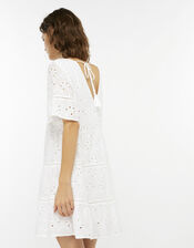Schiffli Cutwork Dress, White (WHITE), large