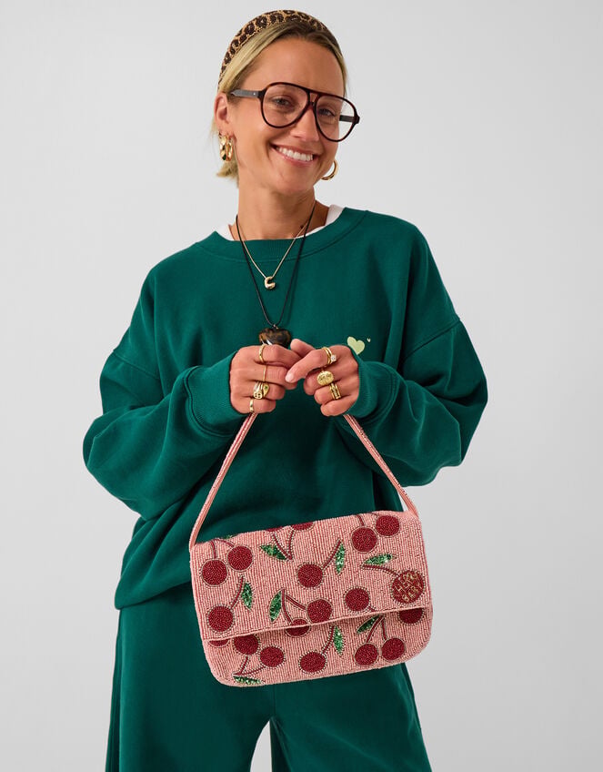 Accessorize x Good Manners Beaded Cherry Shoulder Bag, , large