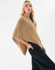 Sparkle Knit Poncho, Gold (GOLD), large