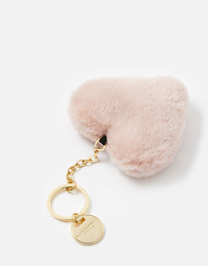 Fluffy Heart Keyring, Pink (PINK), large