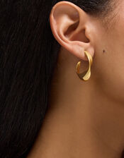 Stainless Steel Oval Twist Hoop Earrings, , large