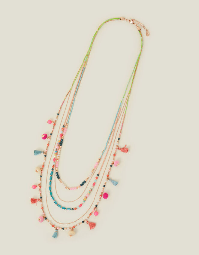Layered Pom-Pom Necklace, , large