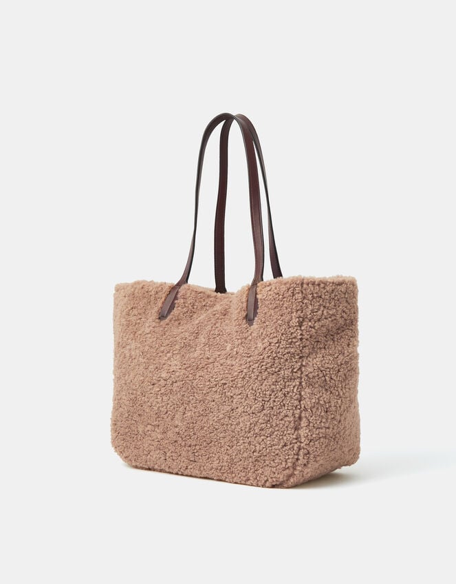 Reversible Faux Shearling Shoulder Bag, , large