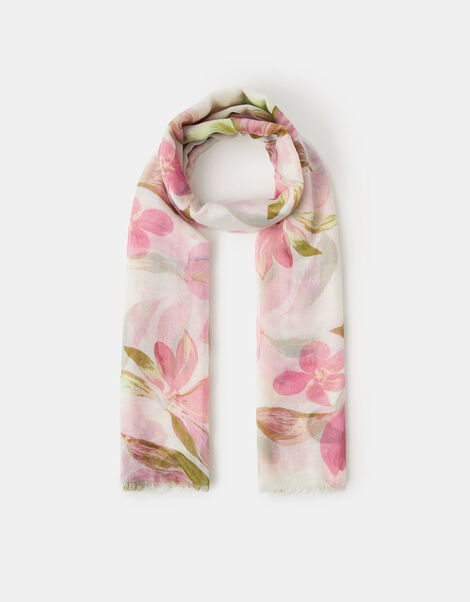 Lightweight Floral Print Scarf, , large