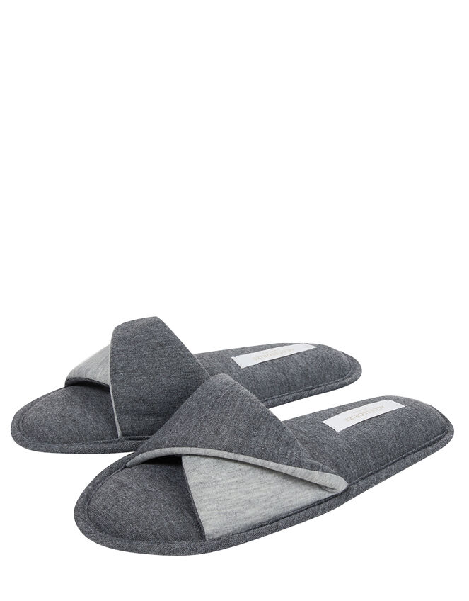 Take Me Away Jersey Mule Slippers, Grey (GREY), large