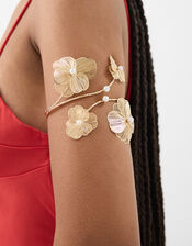 Filigree Flower Arm Cuff, Gold (GOLD), large