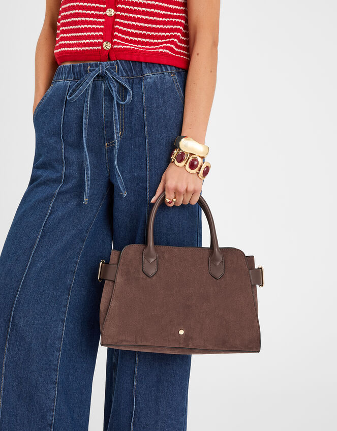 Suedette Bowler Bag, , large