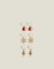 3-Pack Christmas Charm Hoop Earrings, , large