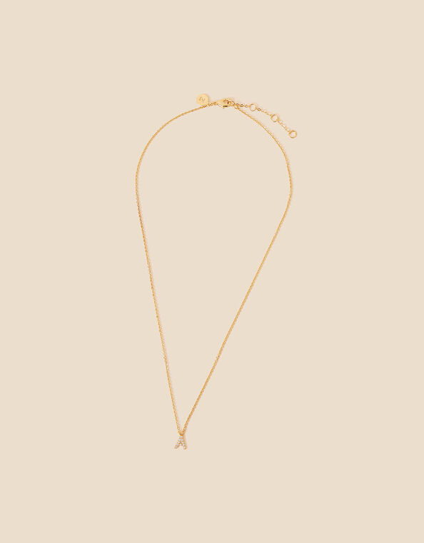 Gold-Plated Sparkle Initial Pendant Necklace, Gold (GOLD), large