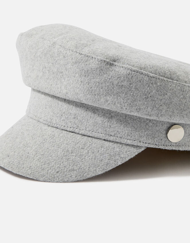 Wool Baker Boy Hat, Grey (LIGHT GREY), large