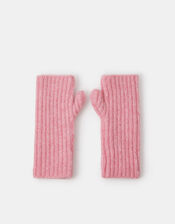 Rib Knit Fingerless Mittens, , large