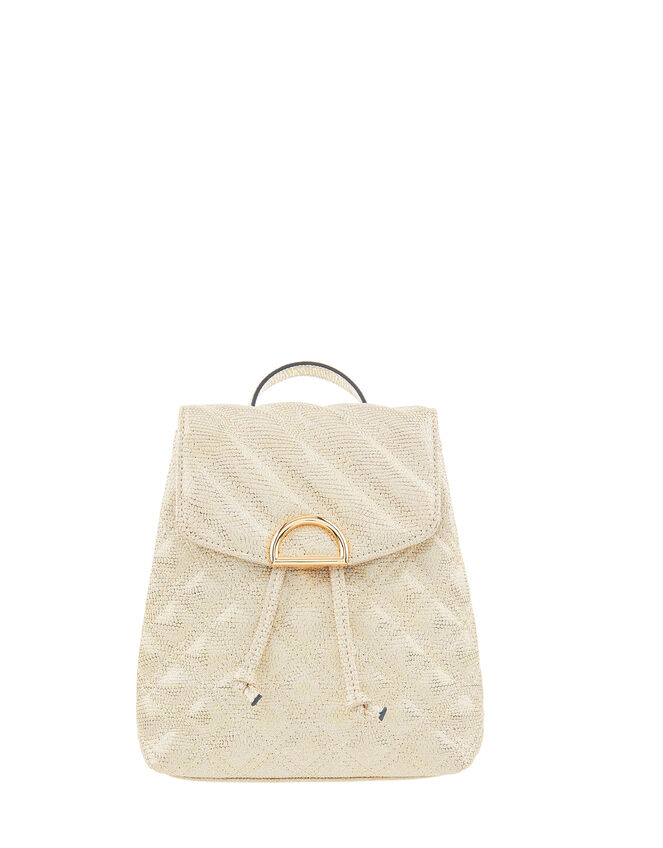 Kim Metallic Quilted Mini Backpack, , large