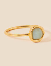Gold-Plated Healing Stone Amazonite Ring, Blue (BLUE), large