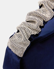 Diamant&eacute; Ruched Strap Velvet Handbag, , large