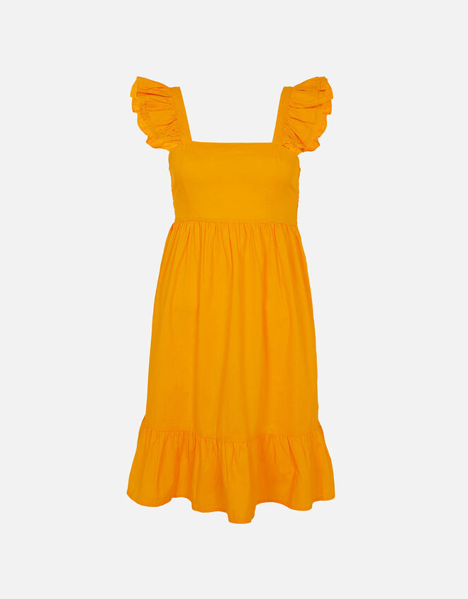 Frill Shoulder Mini Dress, Orange (ORANGE), large