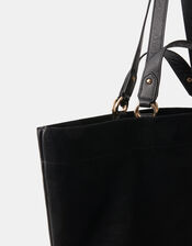 Multi Strap Suede Tote Bag, Black (BLACK), large
