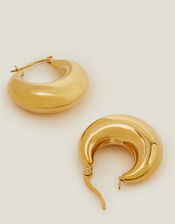 14ct Gold-Plated Chunky Crescent Hoop Earrings, , large