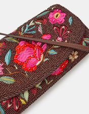 Floral Beaded Shoulder Bag, , large