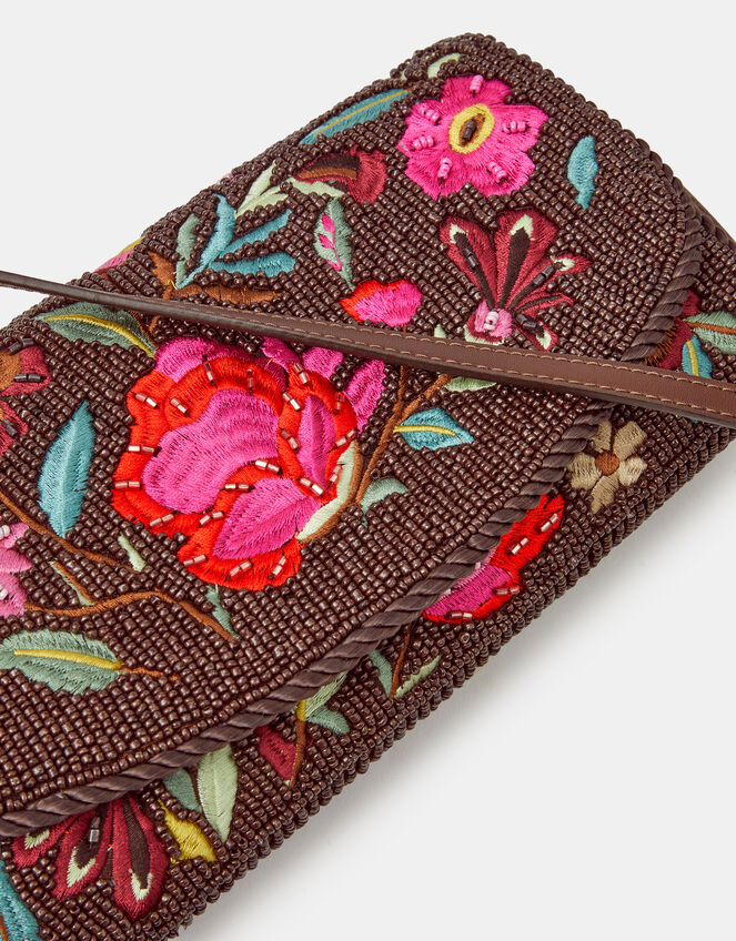 Floral Beaded Shoulder Bag, , large