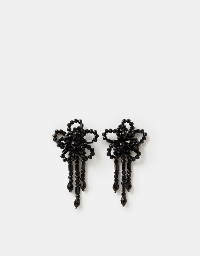 Beaded Flower Statement Stud Earrings, , large