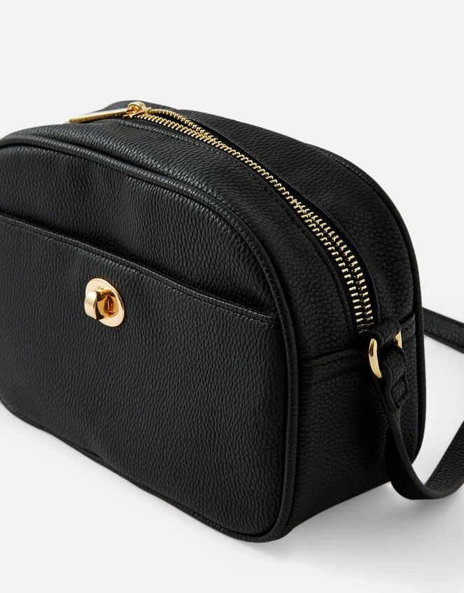 Twist Lock Cross-Body Bag, Black (BLACK), large