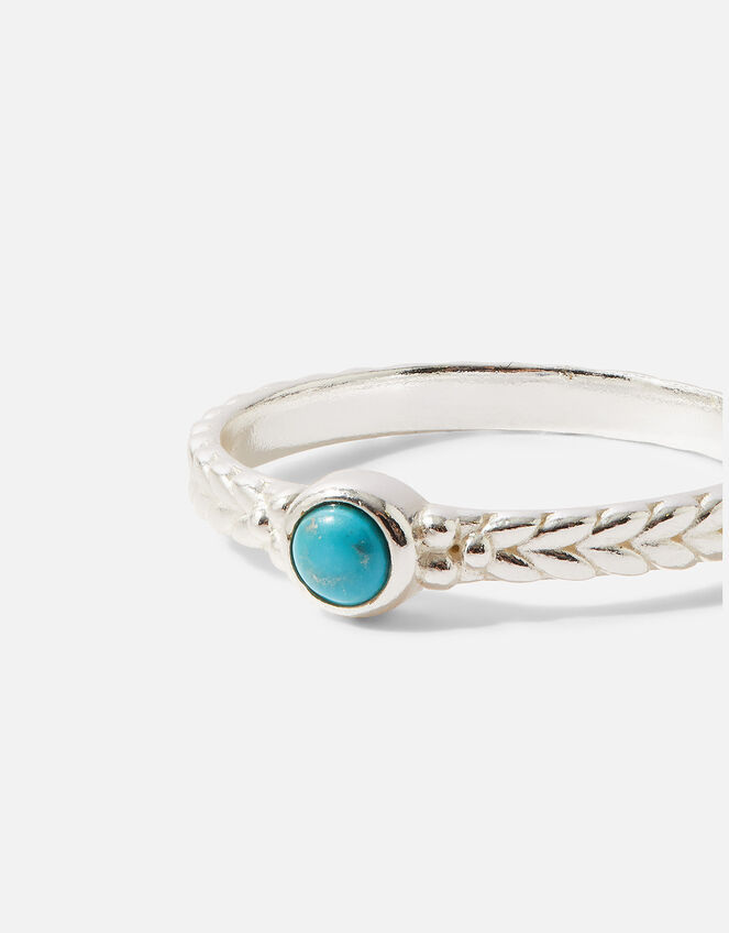 Sterling Silver Band Ring , Blue (TURQUOISE), large