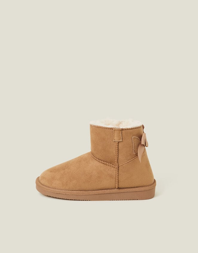 Girls Bow Suedette Boots, Tan (TAN), large