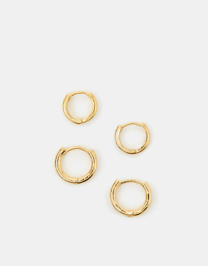 2-Pack 14ct Gold-Plated Hoop Earrings, , large