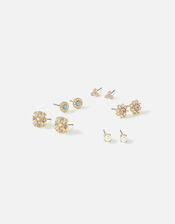 Crystal Flower Stud Earring Set, , large